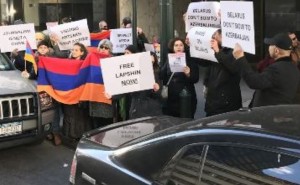 Armenian-Americans protest Belarus/Azerbaijan crackdown on journalist reporting on Artsakh